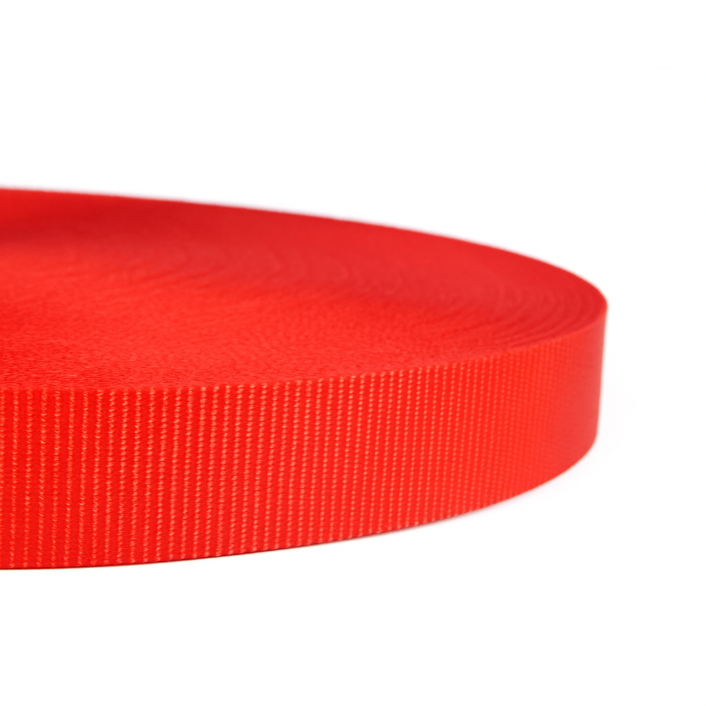 PES Webbing Tape – 25 mm, Breaking Strength 1 100 daN (Red)