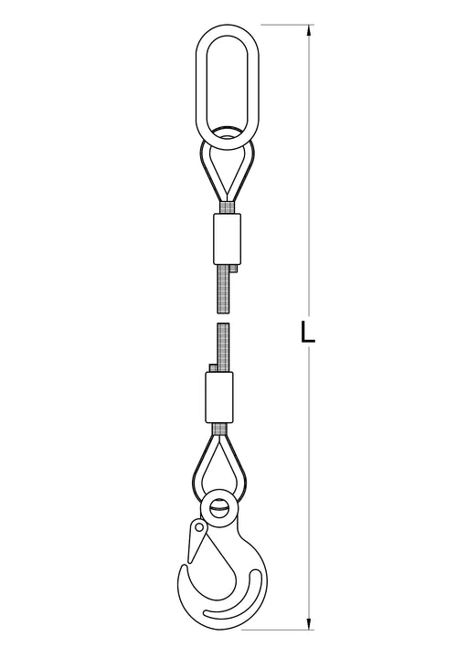 1-Leg Wire Rope Sling (8mm–60mm)