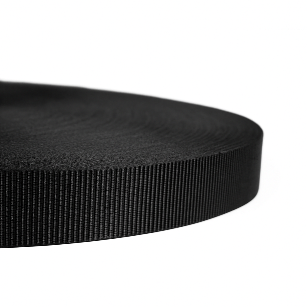 PES Webbing Tape – 25 mm, Breaking Strength 1 100 daN (Black)